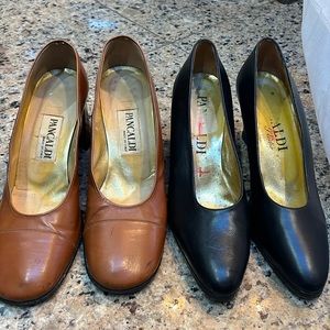 Set of shoes brown and black size 8 vintage/used (2 pairs)